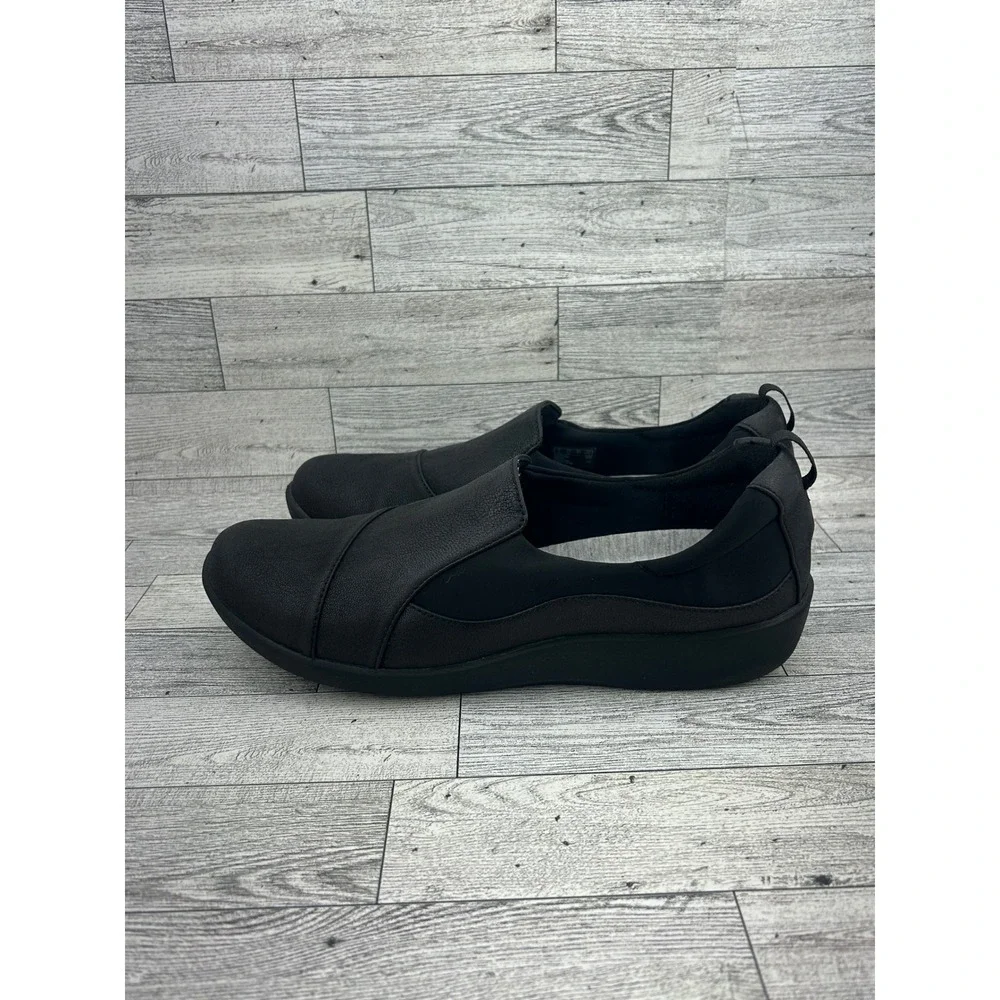 Clarks Cloudsteppers Sillian Paz‎ Black Slip On Loafers Women Size 9.5 M